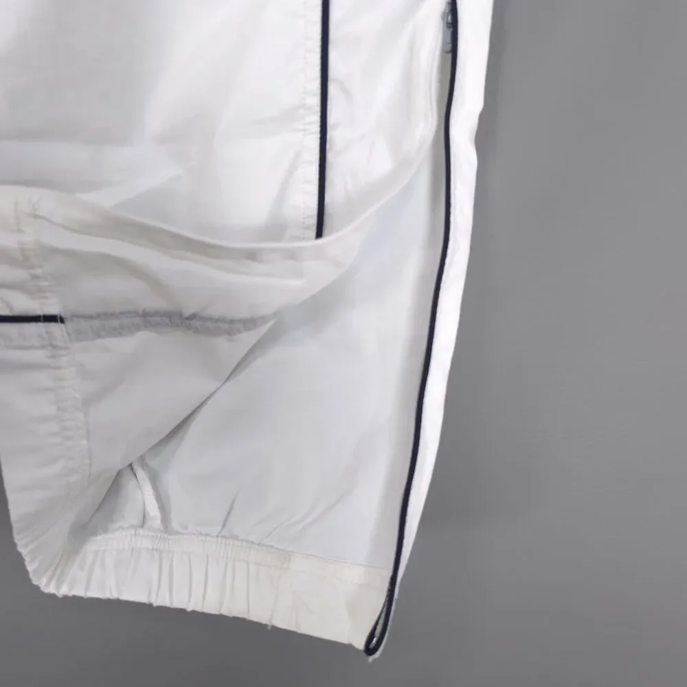 NIKE Men’s MEDIUM Track Pants VINTAGE 90s White Spellout Swoosh Zip Ankle